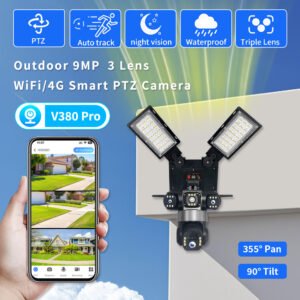 Triple Lens Solar Security Camera System