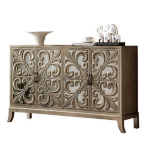Vintage Glass Cabinet Mirror Sideboard Retro Carved European
